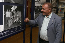 Abdallah Ben Barek en la exposición "La Rosaleda en 75 imágenes". Complejo Polideportivo Universitario. Marzo de 2017