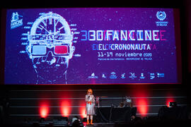 Alessandra García. Gala Inaugural de la 30 edición de Fancine de la Universidad de Málaga. Cine Albéniz. Noviembre de 2020