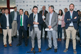 Intervención de Cristóbal Ortega. Inauguración de las Jornadas de Puertas Abiertas de la Universidad de Málaga. Complejo Polideportivo Universitario. Abril de 2018