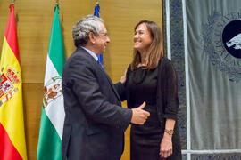 Toma de Posesión de Raquel Carmona Fernández como nueva profesora titular del Departamento de Ecología y Geología de la Universidad de Málaga. Edificio del Rectorado. Febrero de 2018