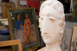 Obra de Encarnación Hernández en su estudio. Málaga. Junio de 2008
