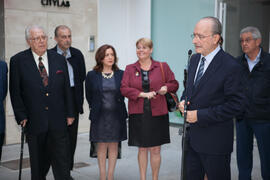 Intervención de Francisco de la Torre. Inauguración de la plaza Pintor Eugenio Chicano. Málaga. Noviembre de 2016