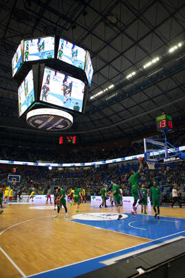 Momentos previos al partido Unicaja Baloncesto contra Barcelona. Palacio de Deportes José María Martín Carpena. Mayo de 2015