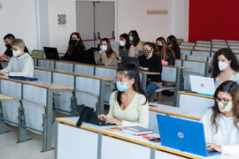 Aula de la Facultad de Ciencias de la Comunicación de la Universidad de Málaga. Campus de Teatinos. Octubre de 2020