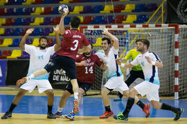 Partido Universidad del Miño - Universidad de Málaga. Categoría masculina. Campeonato Europeo Universitario de Balonmano. Antequera. Julio de 2017