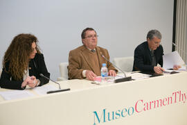 Rafael Vidal Delgado presenta la conferencia "El tiempo del Quijote", del Catedrático de Historia Económica Juan Francisco Zambrana. Sala de Conferencias del Museo Carmen Thyssen. Marzo de 2016