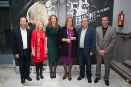 Fotografía de grupo previa a la gala inaugural de la XXV edición de Fancine de la Universidad de Málaga. Teatro Cervantes. Noviembre de 2015