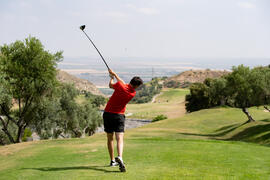 Jugada en el Campeonato Europeo de Golf Universitario. Antequera. Junio de 2019