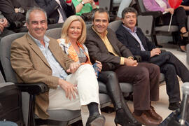 Miembros del equipo de gobierno universitario en la Clausura de las Jornadas de Puertas Abiertas de la Universidad de Málaga. Abril de 2014