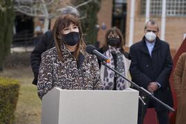 María Isabel Hombrados. Inauguración de la escultura "6+1", de José Ignacio Díaz de Rábago. Facultad de Ciencias de la Educación y Psicología. Campus de Teatinos. Enero de 2022