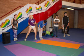 Actividad de baile. Jornadas de Puertas Abiertas de la Universidad de Málaga. Complejo Polideportivo Universitario. Abril de 2015