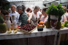 Showcooking en Patio del Hotel Molina Larios. Curso "Ciencia y gastronomía. Desmontando leyendas urbanas". Cursos de Verano de la Universidad de Málaga. Málaga. Julio de 2019