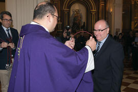 Entrega de medallas de la Cofradía de los Estudiantes. Misa de Lunes Santo. Iglesia de San Agustín. Marzo de 2018