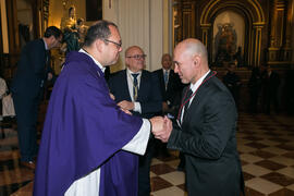 Entrega de medallas de la Cofradía de los Estudiantes. Misa de Lunes Santo. Iglesia de San Agustín. Marzo de 2018