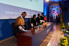 Mesa presidencial. Investidura de Felipe Romera como Doctor "Honoris Causa" por la por la Escuela Técnica Superior de Ingeniería de Telecomunicación de la Universidad de Málaga. Paraninfo. Marzo de 2022