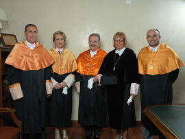 Retratos de D. Juan Ramón Cuadrado Roura como Doctor "Honoris Causa" por la Universidad de Málaga. Junio de 2009