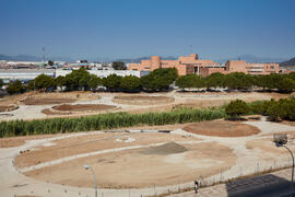 Obras en el Bulevar del Campus de Teatinos y ETSI de Informática y Telecomunicación. Julio de 2021