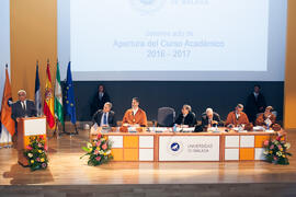 Antonio Ramírez de Arellano en la Apertura del Curso Académico 2016/2017 de la Universidad de Málaga. Salón de actos de la Escuela de Ingenierías Industriales. Septiembre de 2016