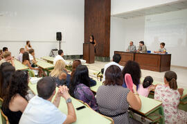 Intervención de la alumna Francesca Federico. Graduación de los alumnos del CIE de la Universidad de Málaga. Centro Internacional de Español. Julio de 2014