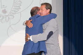 Entrega del Premio Mejor Trayectoria Deportiva a Pedro Aragón Cansino en la Gala del Deporte Universitario 2017. Escuela Técnica Superior de Ingeniería de Telecomunicaciones. Junio de 2017