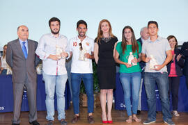 Chantal Pérez y Pedro Montiel en la entrega de distinciones de la gala del deporte de la Universidad de Málaga. Mayo de 2014