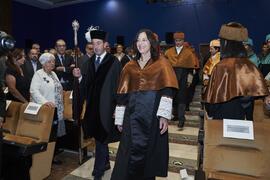 Andrea Goldsmith en su investidura como doctora "Honoris Causa" por la Escuela Técnica Superior de Ingeniería de Telecomunicación de la Universidad de Málaga. Paraninfo. Octubre de 2024