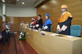 Mesa presidencial. Investidura como "Doctores Honoris Causa" de Antonio García Berrio y Pilar Palomo Vázquez por la Facultad de Filosofía y Letras de la Universidad de Málaga. Edificio del Rectorado. Junio de 2024