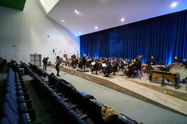 Ensayo del Concierto de Bandas Sonoras de la 31 edición de Fancine de la Universidad de Málaga. Auditorio de la Escuela Técnica de Ingeniería de Telecomunicaciones e Informática. Noviembre de 2021