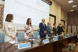 Mesa presidencial. Celebración del 50 Aniversario de la Facultad de Medicina de la Universidad de Málaga. Facultad de Medicina. Octubre de 2022