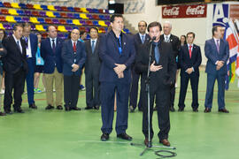 Intervención de Jose Alberto Athayde. Acto de clausura y entrega de medallas. 14º Campeonato del Mundo Universitario de Fútbol Sala 2014 (FUTSAL). Antequera. Julio de 2014