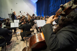 Ensayo previo al concierto de Bandas Sonoras de la 31 edición de Fancine de la Universidad de Málaga. Auditorio de la Escuela Técnica de Ingeniería de Telecomunicaciones e Informática. Noviembre de 2021