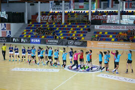 Partido Universidad de Málaga - Universidad de Aveiro. Categoría femenina. Campeonato Europeo Universitario de Balonmano. Antequera. Julio de 2017