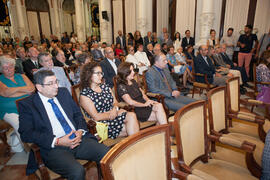 Asistentes al nombramiento de Eugenio Chicano como miembro de la Real Academia de Bellas Artes de San Telmo. Salón de los Espejos, Ayuntamiento de Málaga. Septiembre de 2016