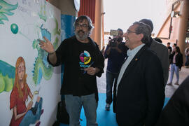 José Ángel Narváez con Ángel Idígoras en las Jornadas de Puertas Abiertas de la Universidad de Málaga. Complejo Polideportivo Universitario. Marzo de 2017