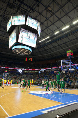 Momentos previos al partido Unicaja Baloncesto contra Barcelona. Palacio de Deportes José María Martín Carpena. Mayo de 2015