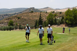 Golfistas en el campo. Campeonato Europeo de Golf Universitario. Antequera. Junio de 2019