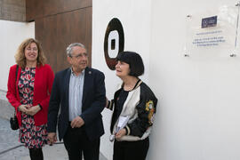 Intervención de Tecla Lumbreras. Inauguración de la sala de exposiciones "Espacio Cero" en el Contenedor Cultural. Campus de Teatinos. Abril de 2019