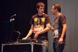 Narksoul & DJ Fido. Ensayos para la Gala Inaugural de la XXIV edición de Fancine de la Universidad de Málaga. Teatro Cervantes. Noviembre de 2014