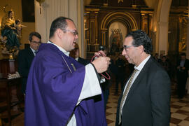 Entrega de medallas de la Cofradía de los Estudiantes. Misa de Lunes Santo. Iglesia de San Agustín. Marzo de 2018