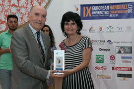 Pedro Montiel y Tecla Lumbreras. Cena de gala con motivo del Campeonato Europeo Universitario de Balonmano. Antequera. Julio de 2017