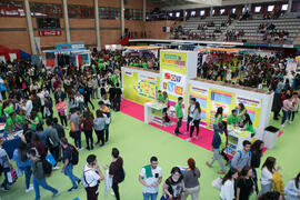 Estand de Información. Jornadas de Puertas Abiertas de la Universidad de Málaga. Complejo Polideportivo Universitario. Abril de 2018