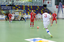 Partido Rusia contra República Checa. 14º Campeonato del Mundo Universitario de Fútbol Sala 2014 (FUTSAL). Antequera. Julio de 2014
