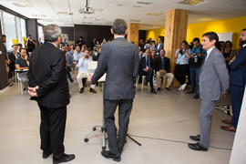 José Ángel Narváez, Pedro Duque y Rafael Ventura . Visita del ministro de Ciencia, Innovación y Universidades al edificio The Green Ray. Campus de Teatinos. Junio de 2018