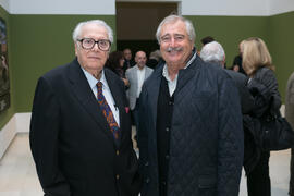 Eugenio Chicano y José María Martín Delgado. Inauguración de la exposición "Aguatintas por Seguiriyas", de Eugenio Chicano. Palacio Episcopal de Málaga. Enero de 2019