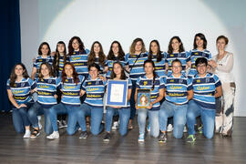 Entrega del premio Igualdad al Club Deportivo UMA Rugby femenino. Gala del Deporte Universitario 2019. Escuela Técnica Superior de Ingeniería de Telecomunicaciones. Junio de 2019