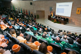 Intervención de Miguel Porras en la Apertura del Curso Académico 2017/2018 de la Universidad de Málaga. Salón de actos de la Facultad de Turismo. Septiembre de 2017