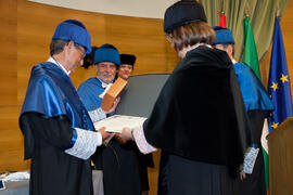 Investidura como Doctor "Honoris Causa" de Miguel Delibes de Castro por la Facultad de Ciencias de la Universidad de Málaga. Rectorado. Junio de 2014