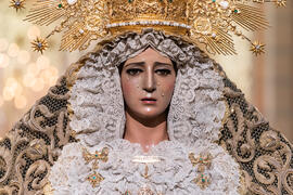 Imagen de María Santísima de la Esperanza en la Casa Hermandad de la Archicofradía del Paso y la Esperanza. Málaga. Marzo de 2021