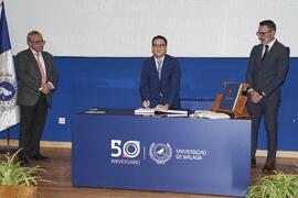Toma de posesión de Eduardo Antonio Villena Alarcón como profesor titular del Área de Comunicación Audiovisual y Publicidad de la Universidad de Málaga. Toma de posesión de nuevos catedráticos y profesores titulares de la Universidad de Málaga. Paraninfo. Noviembre de 2023