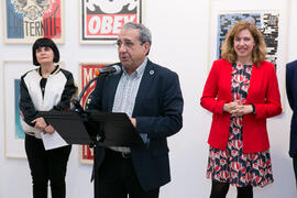 Intervención de José Ángel Narváez. Inauguración de la sala de exposiciones "Espacio Cero" en el Contenedor Cultural. Campus de Teatinos. Abril de 2019